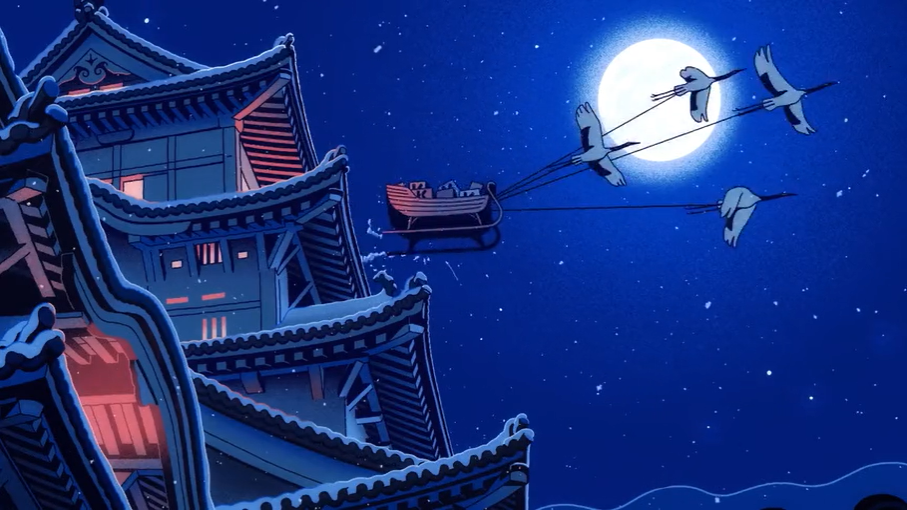 太秀了！Kenzo 圣诞动画片：仙鹤送礼，从京都穿越巴黎的浪漫